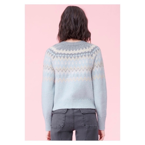 La Vie Rebecca Taylor Blue Fair Isle Wool Blend Cardigan Sweater NWT XL - Picture 8 of 15